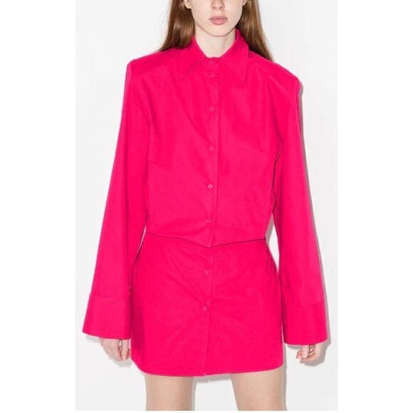 The Attico Wide Sleeve Cotton Shirt Dress in Bouganville NWT Size 36 - Picture 1 of 14